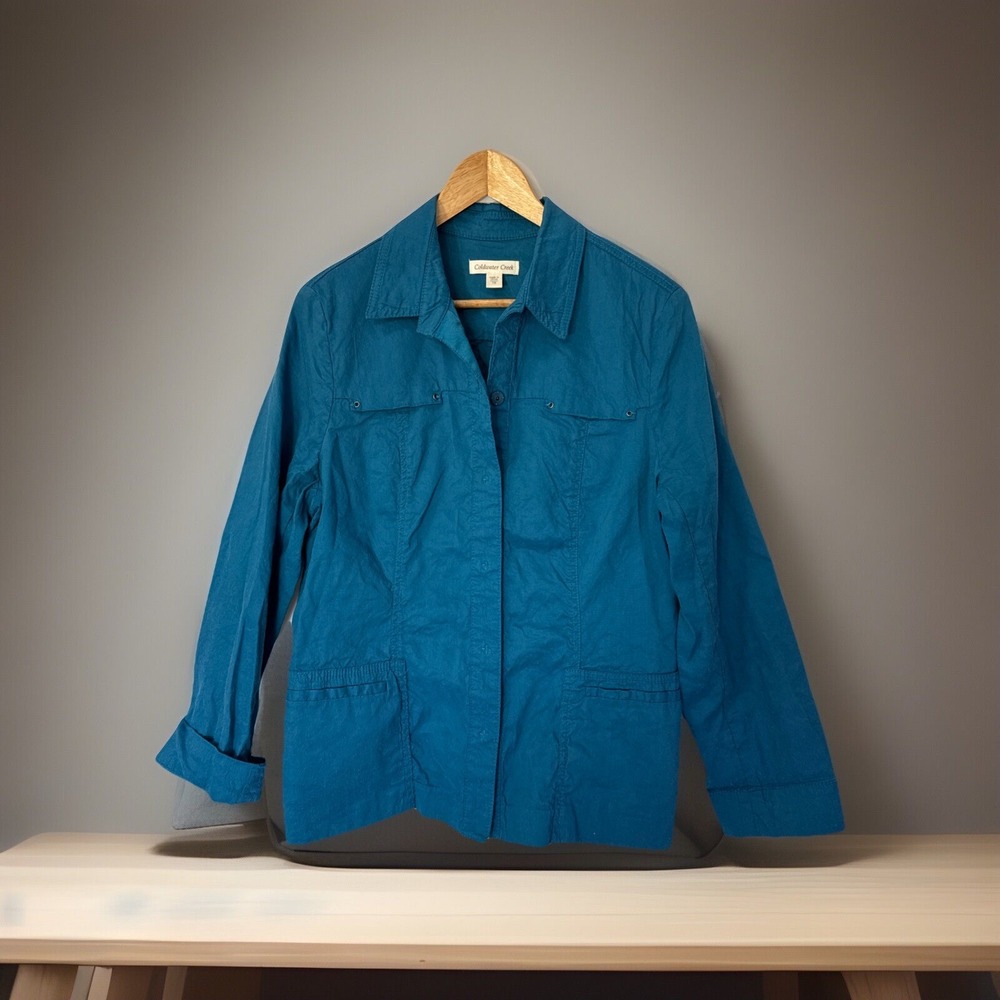 Coldwater Creek Women's Snap‎ Up Stretch Jacket Teal Size 16